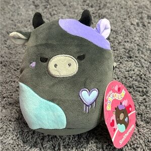NWT Squishmallows medium black pig with colored designs named Smithereens